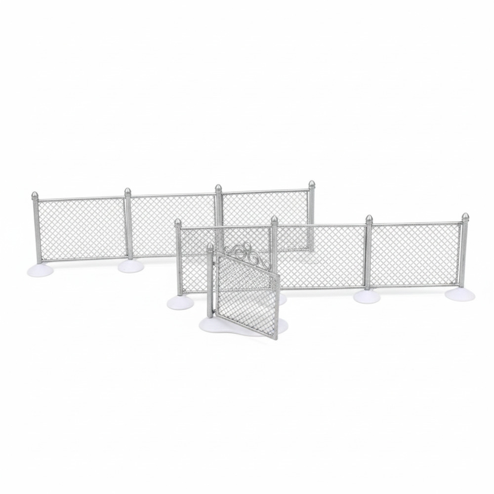 Department 56 Chain Link Fence With Gate – 1993 Set of 3 Village Accessories